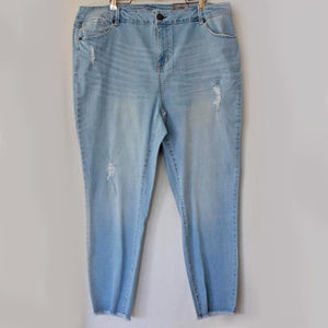 AVENUE Ankle Length Skinny Jean Raw Hem
